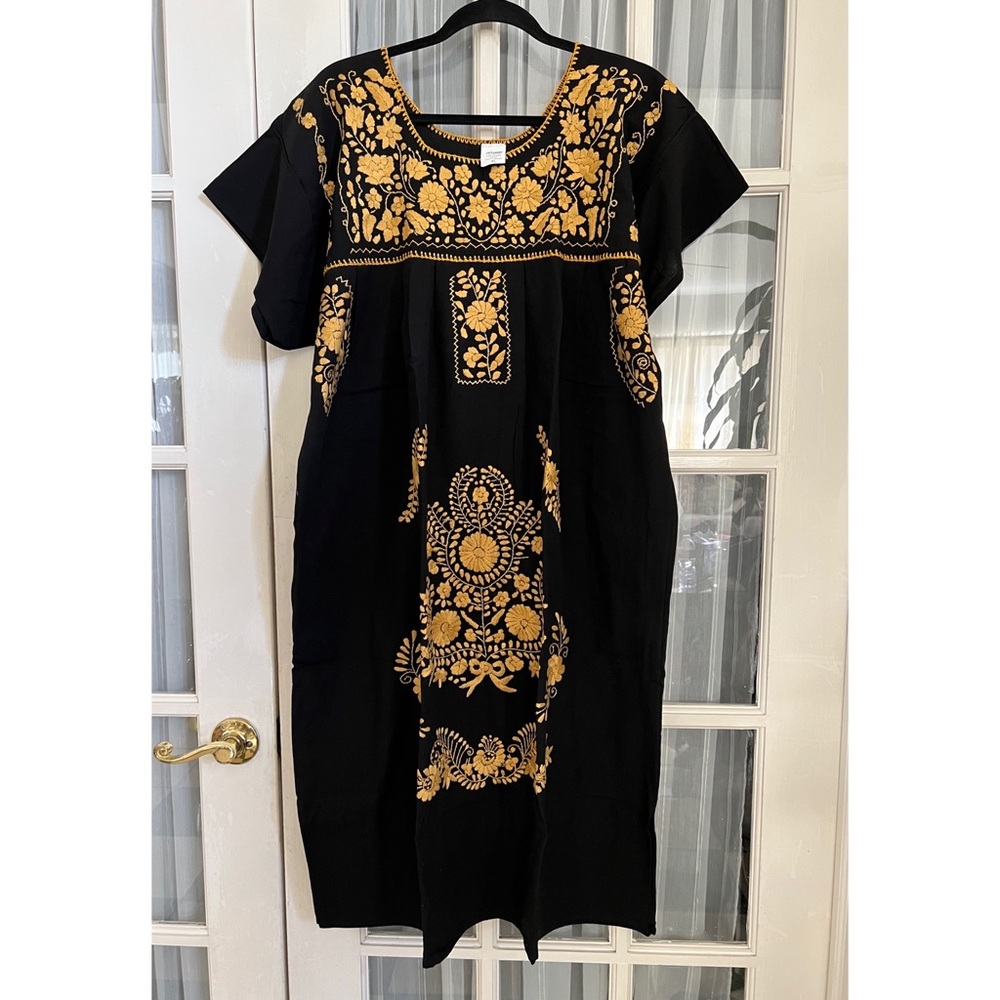 Mexican Boho Embroidered “Hippie” Mumu Dress